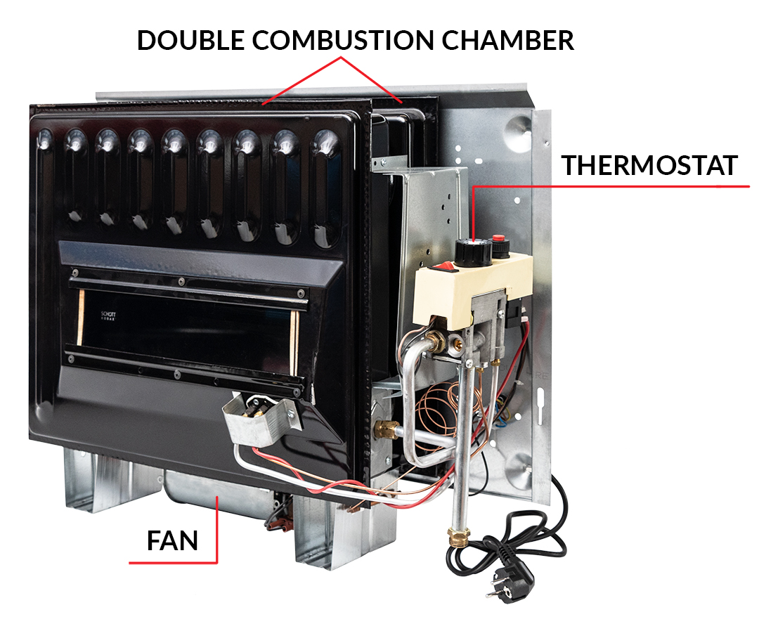 Ogrzewacz gazowy z zamknieta komora spalania